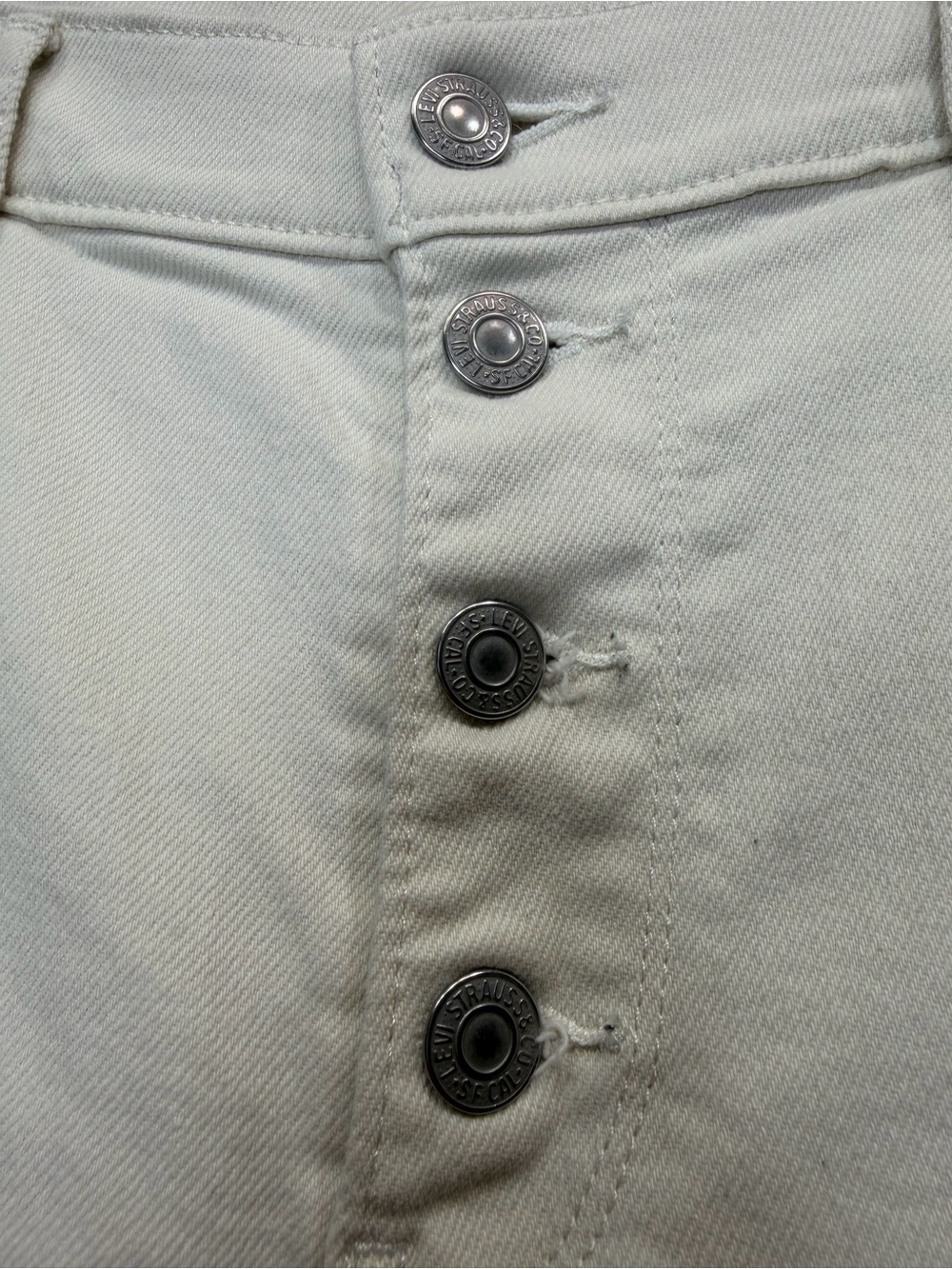 Levi’s Mile High Cropped Wide Leg Cream Jeans Size 31 High Rise Button Fly - Picture 7 of 12